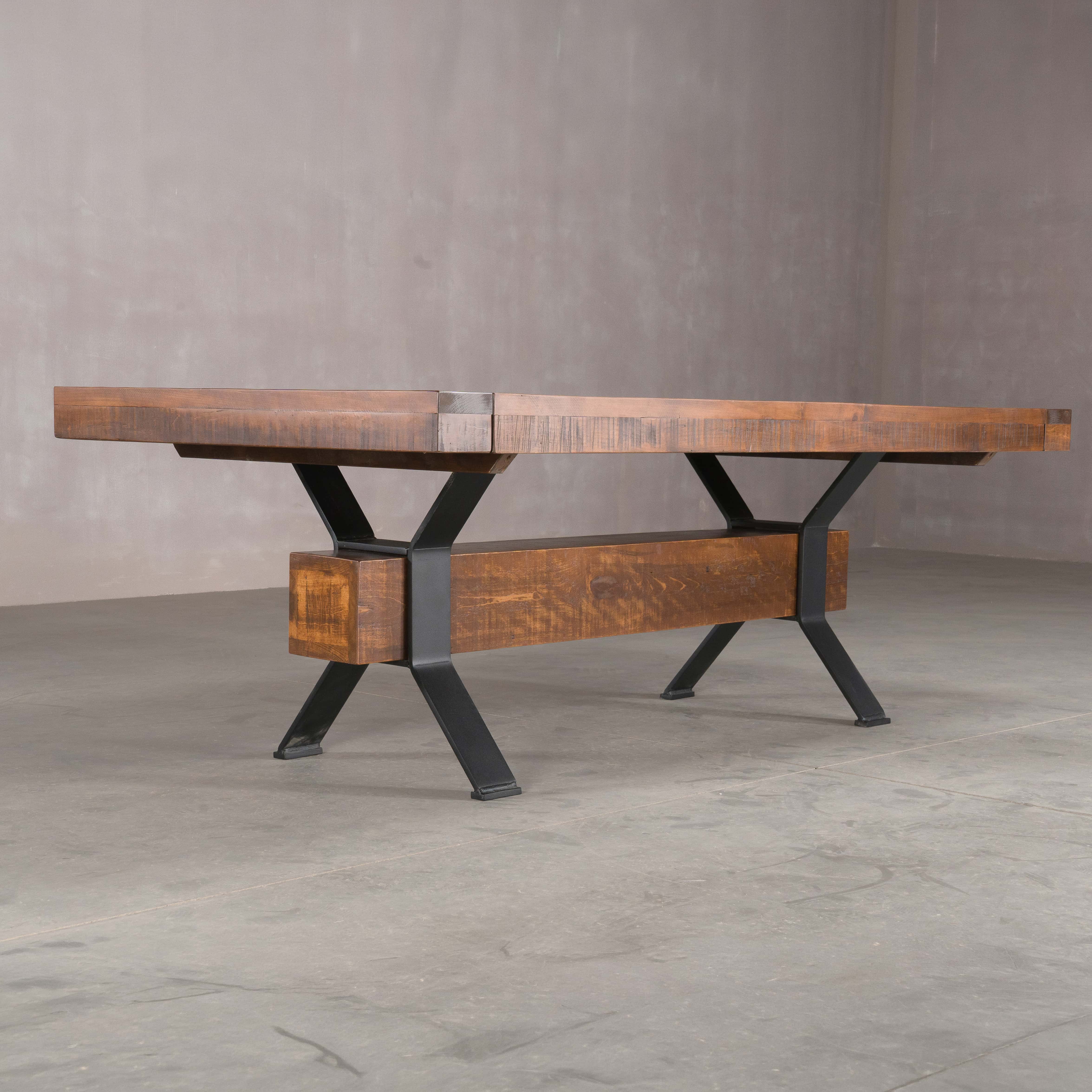 rustic maple trestle table finished in cinnamon; 42