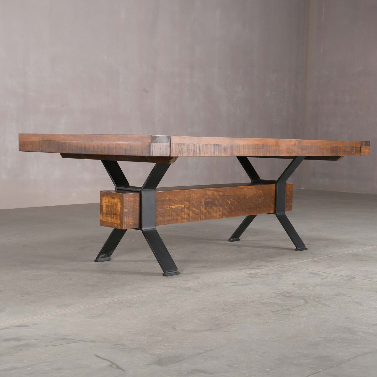 rustic maple trestle table finished in cinnamon; 42