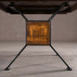 base view of a rustic maple trestle table finished in cinnamon; 42