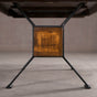 base detail of an extended rustic maple trestle table finished in cinnamon; 42