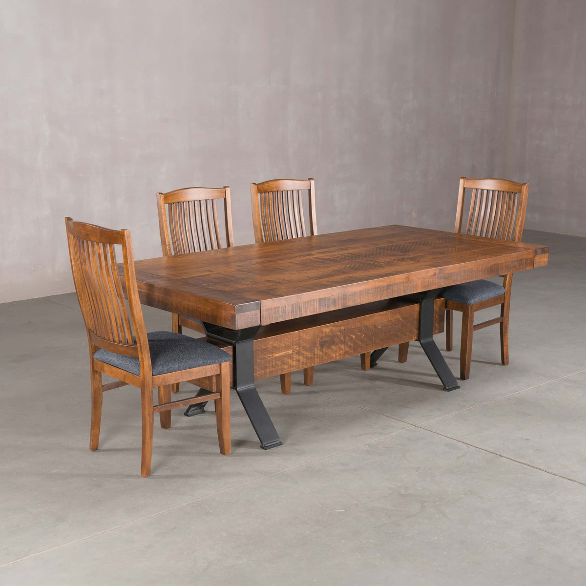 rustic maple trestle table finished in cinnamon; 42