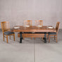 extended rustic maple trestle table finished in cinnamon; 42
