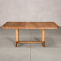 rectangle extendable Oak table 36 wide x 57” long, with 1-15” leaf finished in Cortado D on Tobin base