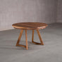round extendable Walnut table 48” wide x 48” long, finished in Pure D on Chesbro legs