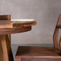 the Seymour edge on a round extendable Walnut table, finished in Pure D