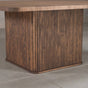 square Como pedestal base finished in Maple under a square table