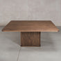 square Maple table 72” wide x 72” long, finished in Cortado W on Como pedestal