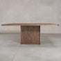 square Maple table 72” wide x 72” long, finished in Cortado W on Como pedestal