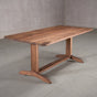 rectangle Walnut table 36” wide x 72” long, finished in Pure D on Tobin trestle base
