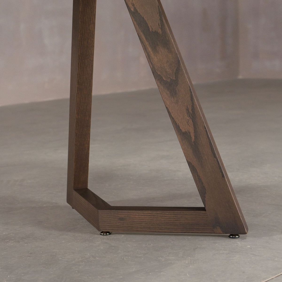 the angle of a Caldwell legs in Red Oak finished in Dark Roast W