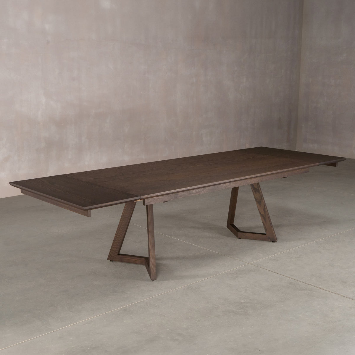 extendable Red Oak table 42” wide x  84” long, with 2-18