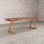 oval extendable Walnut table 36” wide x 60” long, with 2-18” leaves finished in Pure D on Chesbro legs
