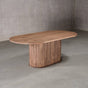 racetrack oval Maple table 42” wide x 84” long, finished in Coconut W on oval Como pedestal base