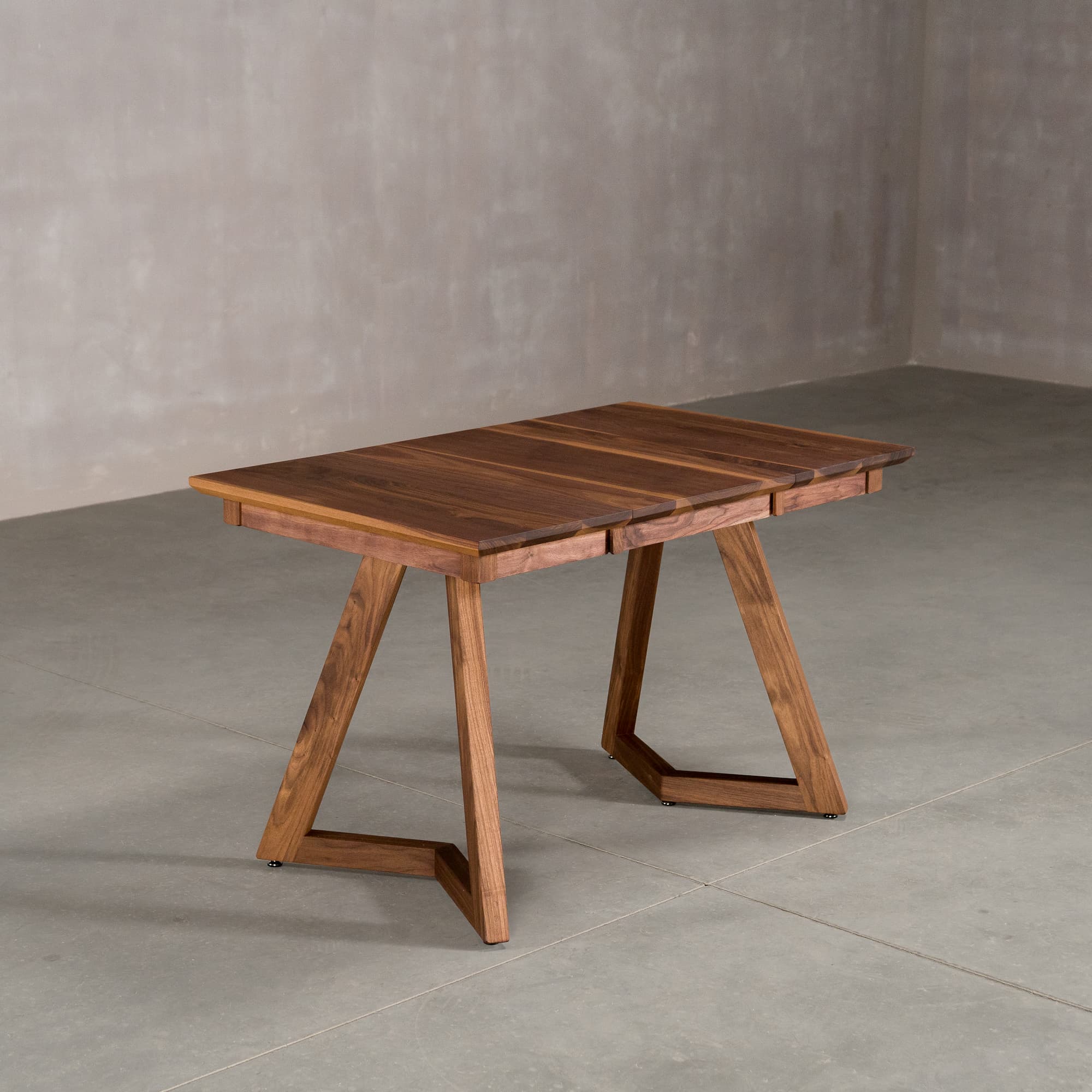 square extendable Walnut table 30” wide x 30” long with 1-18