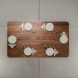 seating at a rectangular Walnut table 42” wide x 72” long, finished in Pure D 
