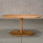 oval Red Oak table 32” wide x 60” long, finished in Castle Brown D on a Jennings pedestal base