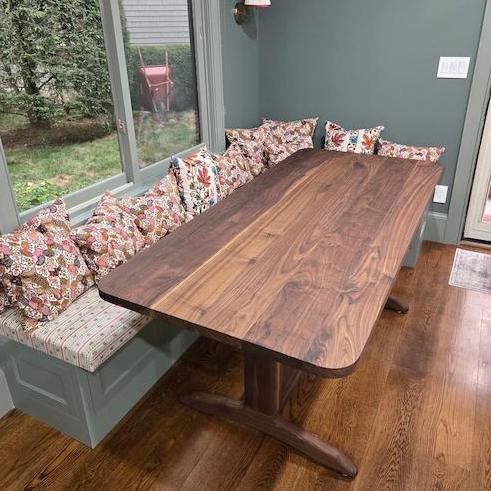 walnut table for banquette