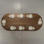 seating for 8 at a racetrack oval White Oak table 42” wide x 100” long, finished in Dark Roast D 