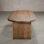 racetrack oval White Oak table 42” wide x 100” long, finished in Dark Roast D on Panuke Trestle base