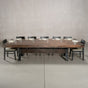 a Rustic Mapletable 48” wide x 120” long, finished in Mocha on Echo base; shown with Aubrey chairs
