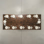 seating for 12 at a Rustic Maple table 48” wide x 120” long, finished in Mocha on Echo base
