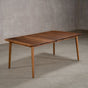 extendable Walnut table 42” wide x 72” long, with 1-18” leaf finished in Pure D on Milford base