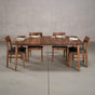 extendable Walnut table 42” wide x 72” long, with 1-18” leaf finished in Pure D on Milford base; shown with Aubrey chairs