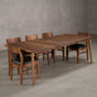 extended Walnut table 42” wide x 72” long, with 1-18” leaf finished in Pure D on Milford base; shown with Aubrey chairs