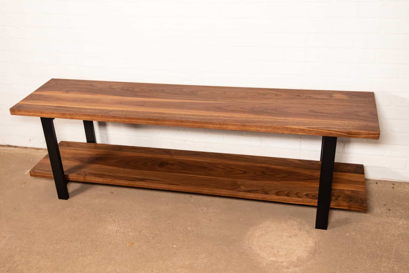 2 shelf walnut bookshelf