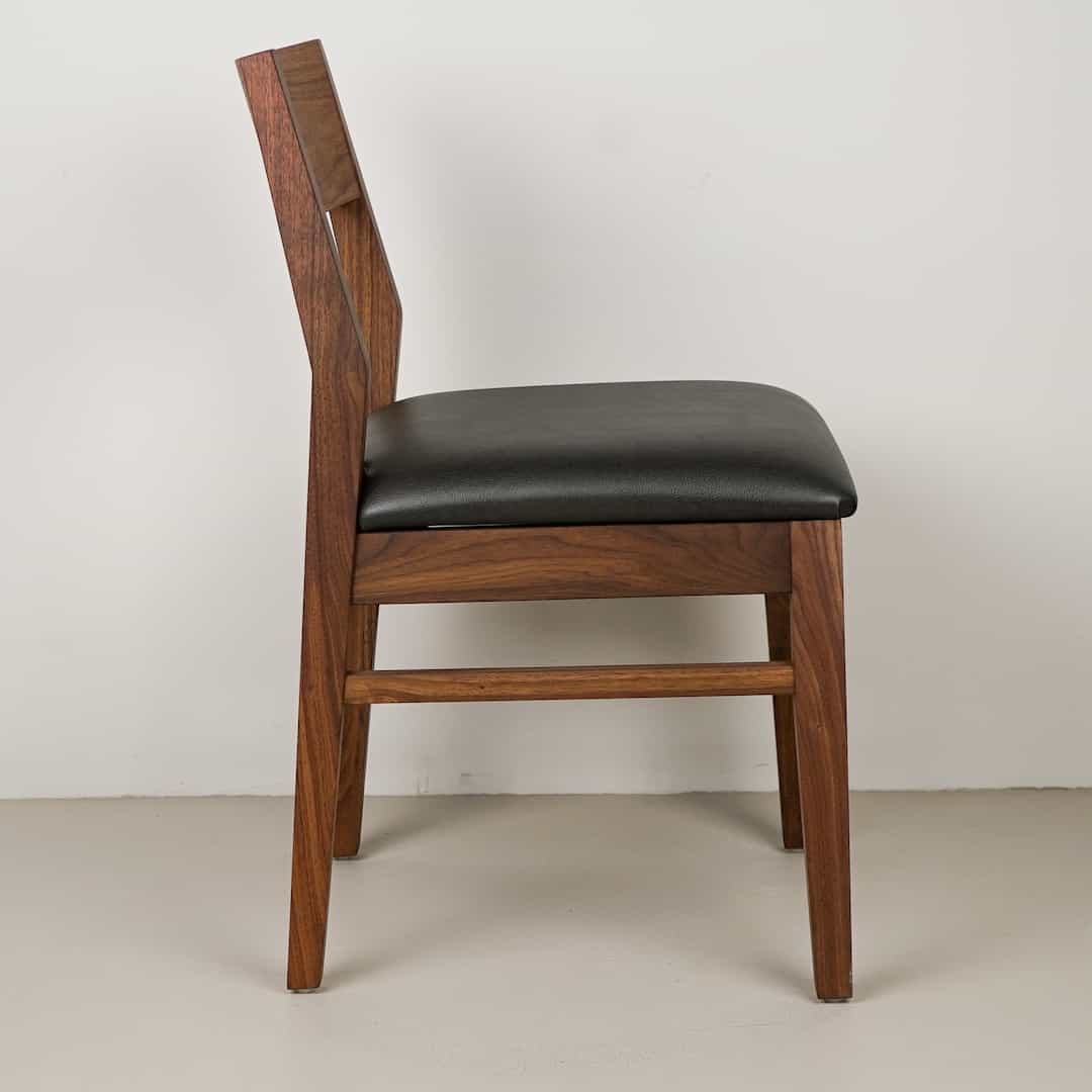 pepper faux leather seat on walnut chair