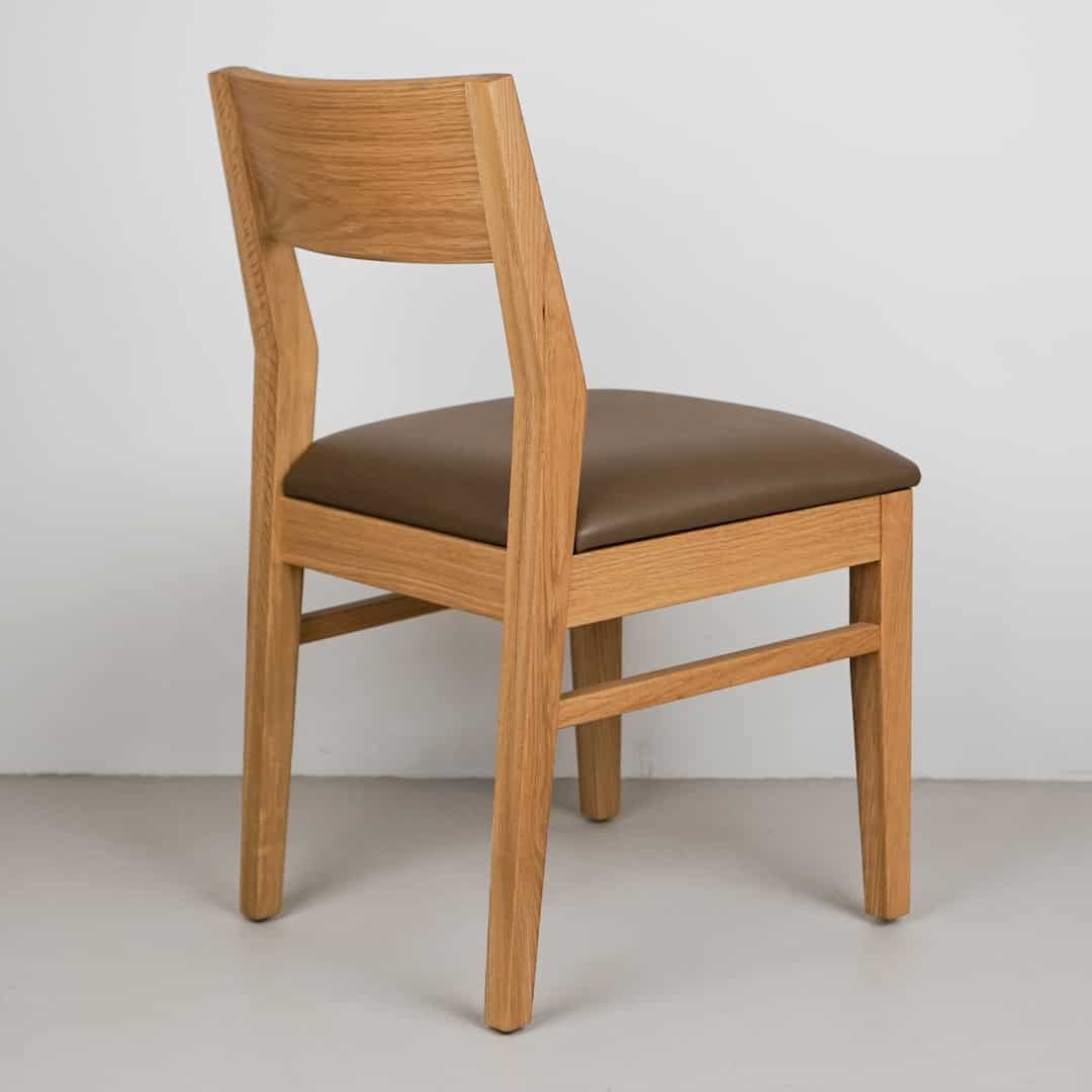 hazelnut leather seat on natural oak chair