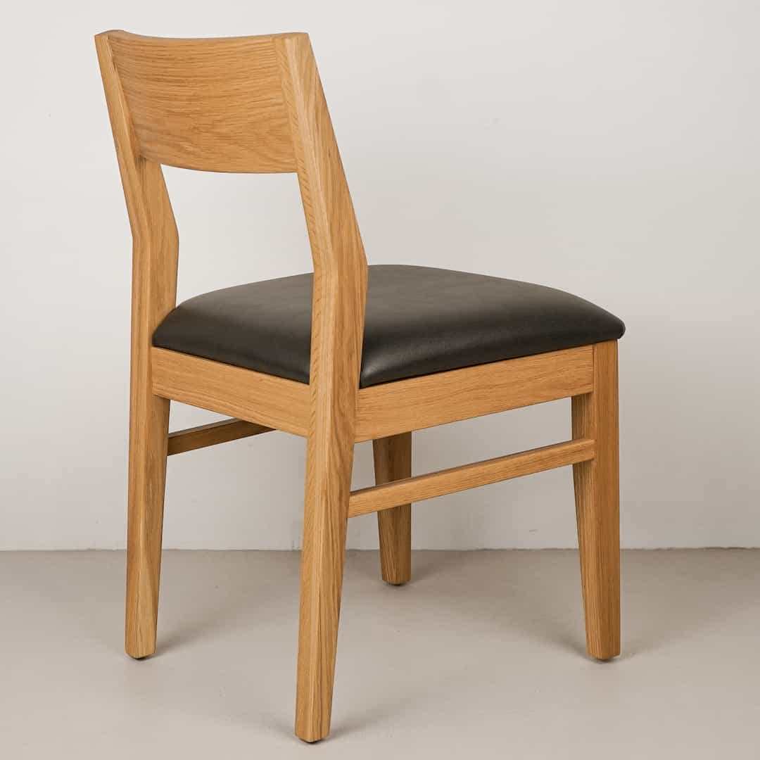 pepper faux leather seat on natural oak chair