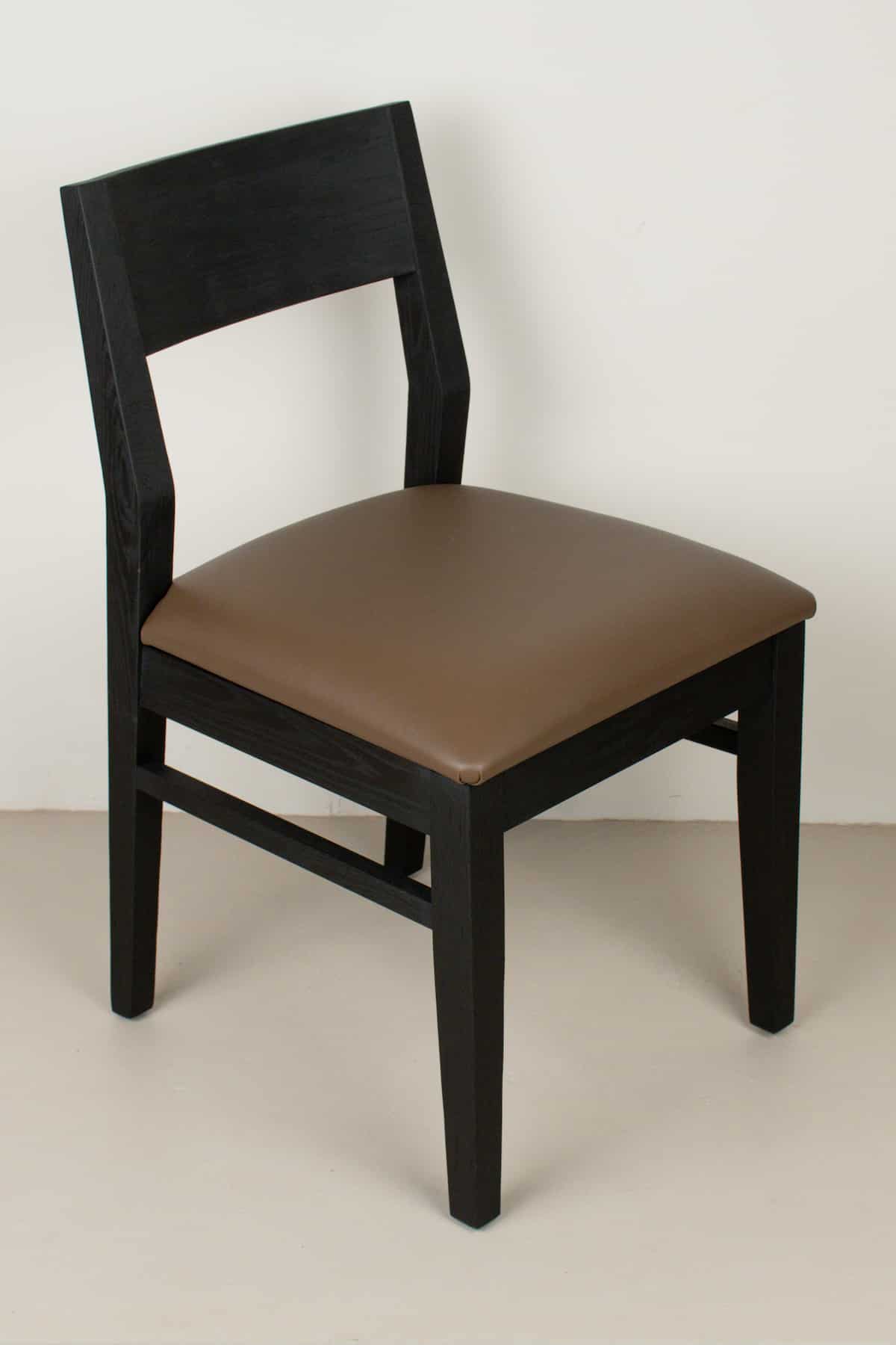 hazelnut leather seat on black oak chair