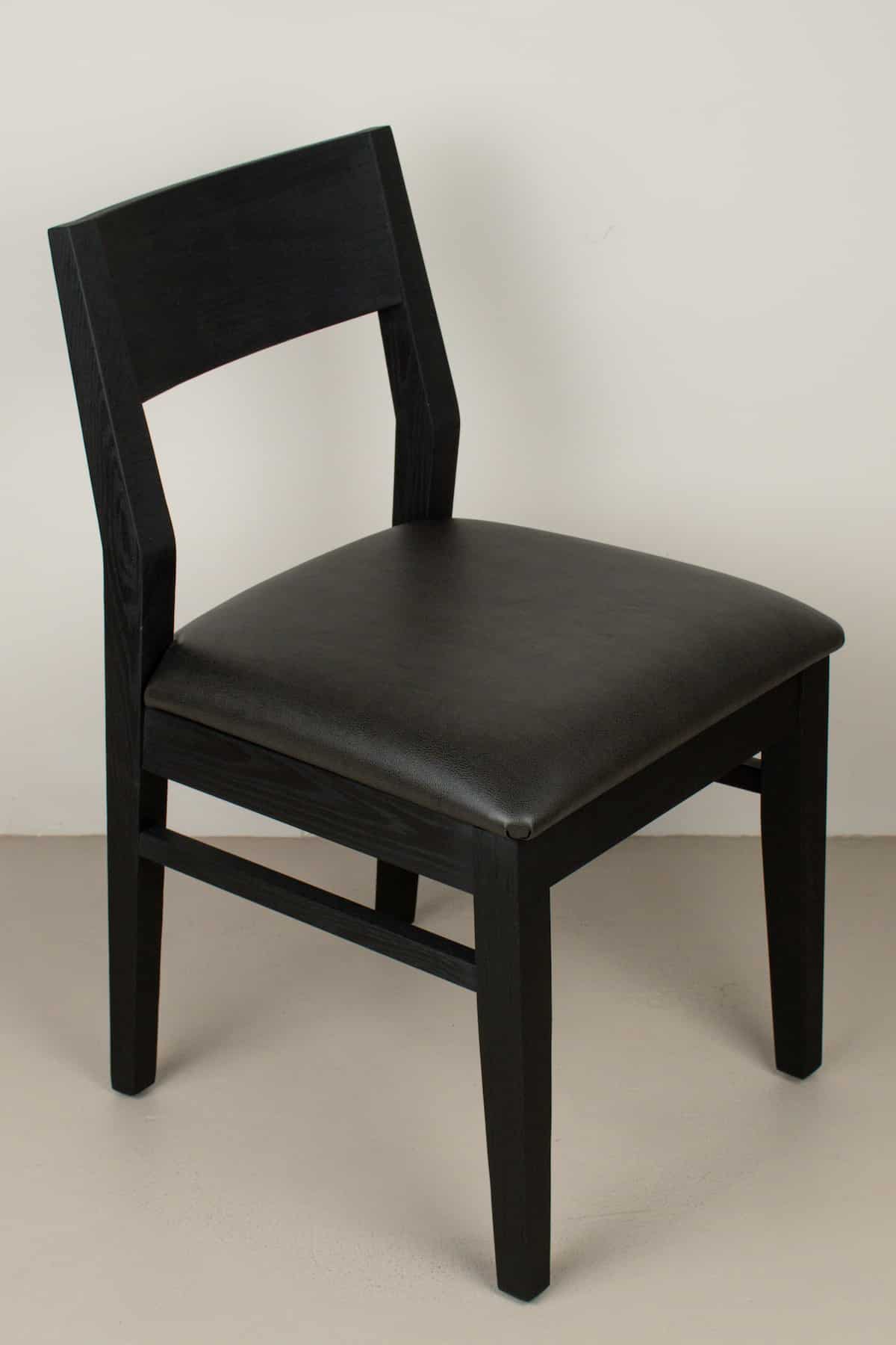 pepper faux leather seat on black oak chair