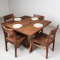 Square table with Walnut chairs with Walnut seats
