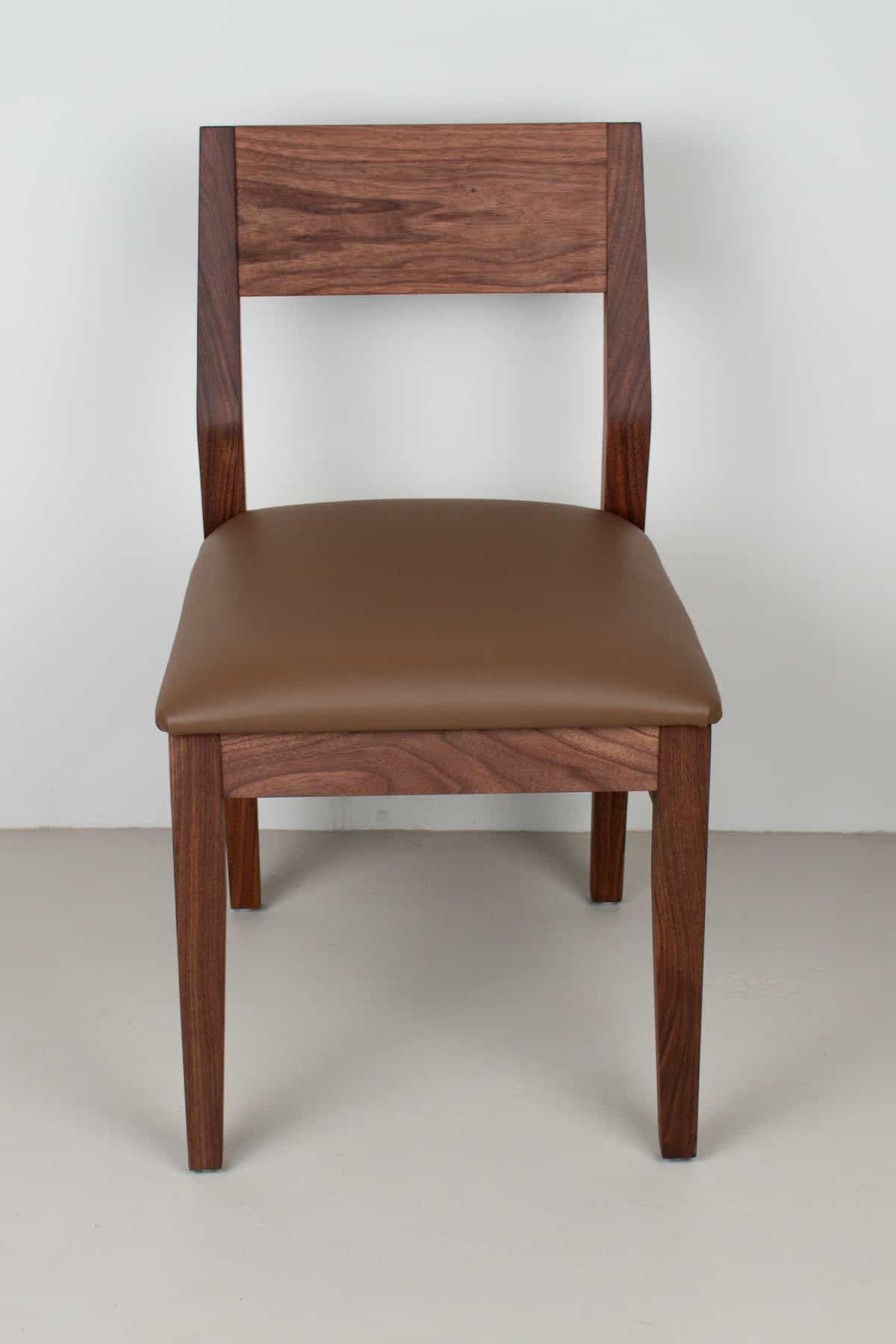 hazelnut leather seat on walnut chair