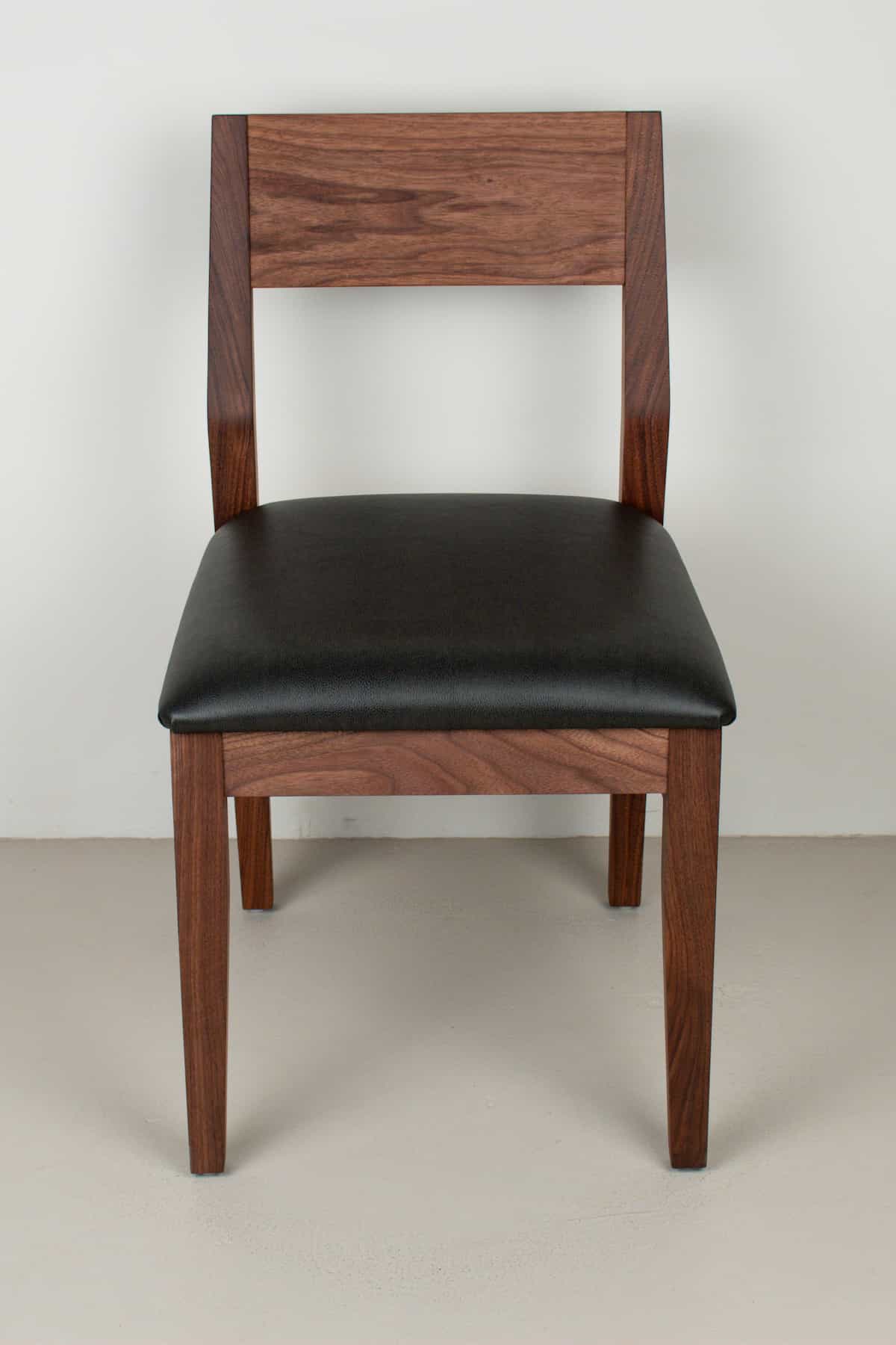pepper faux leather seat on walnut chair