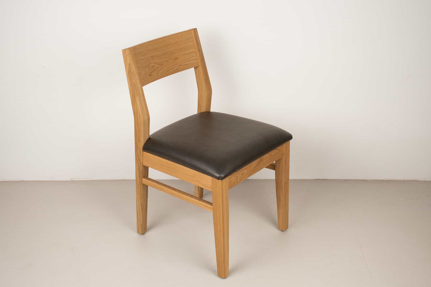 pepper faux leather seat on natural oak chair