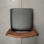overhead view of an Aubrey side chair in Walnut with a Thunder Leather seat