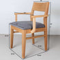 Wooden chair with gray cushion and dimensions 