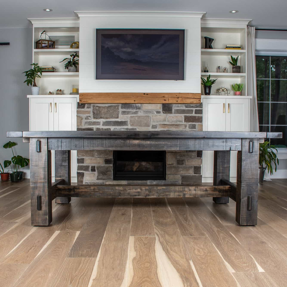rustic farmhouse table in smoke finish 42