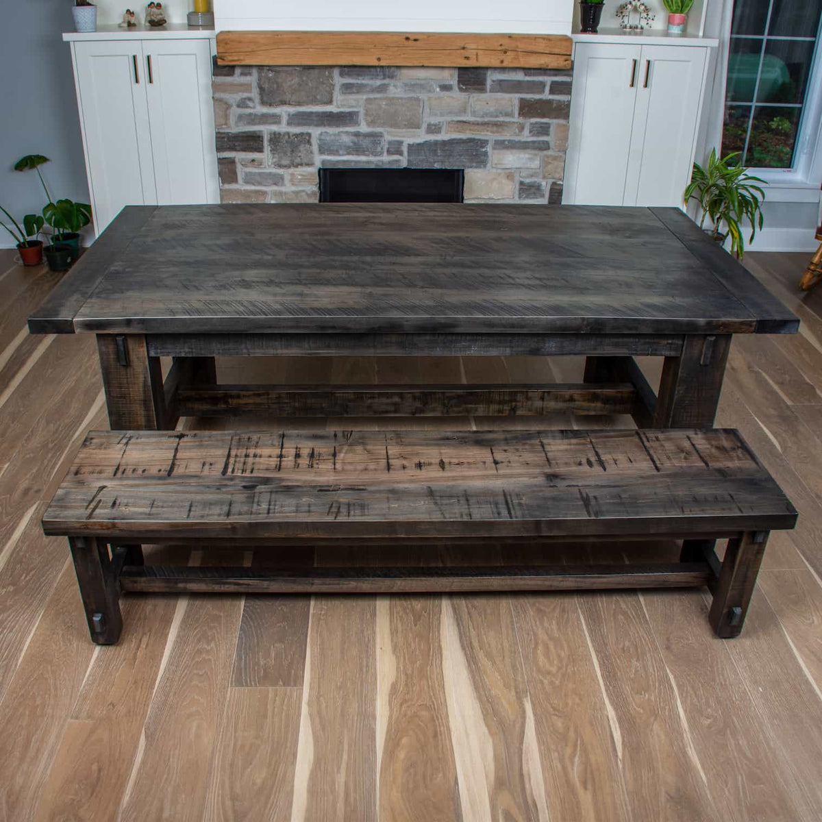rustic farmhouse table in smoke finish 42