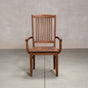 a high back dining chair with arms in Walnut