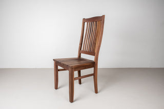 shaker style wood dining chair with spindles and wood seat