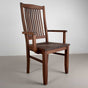 high back walnut dining chair with arms finished in Pure D