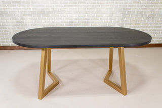 Black Racetrack Table with Gold Legs