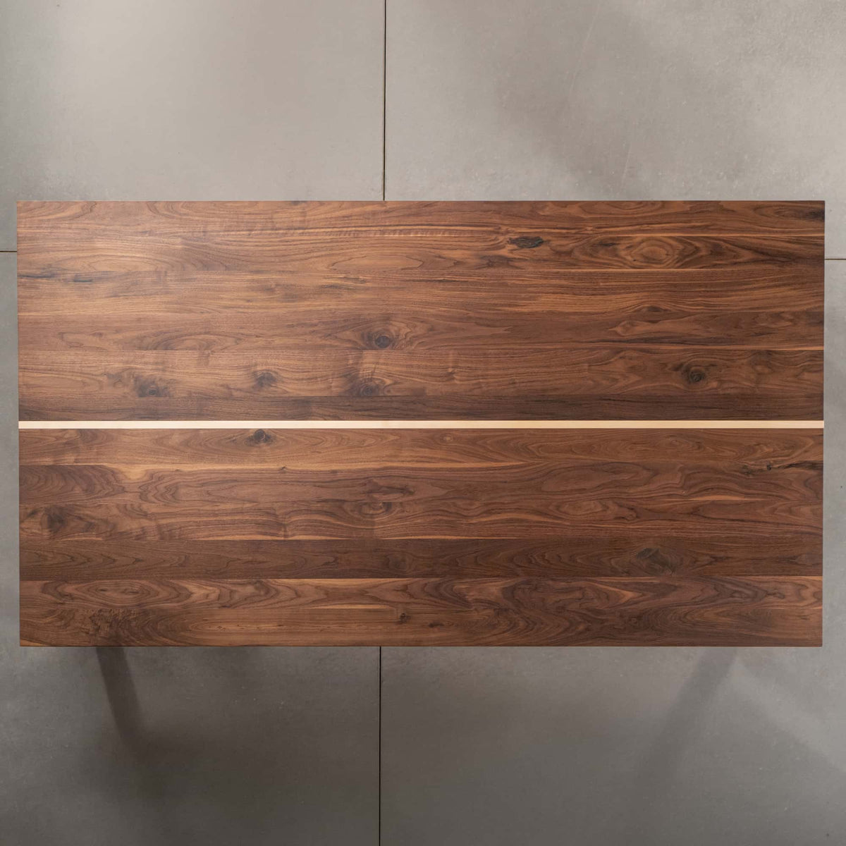 overhead view of custom walnut ping pong table 