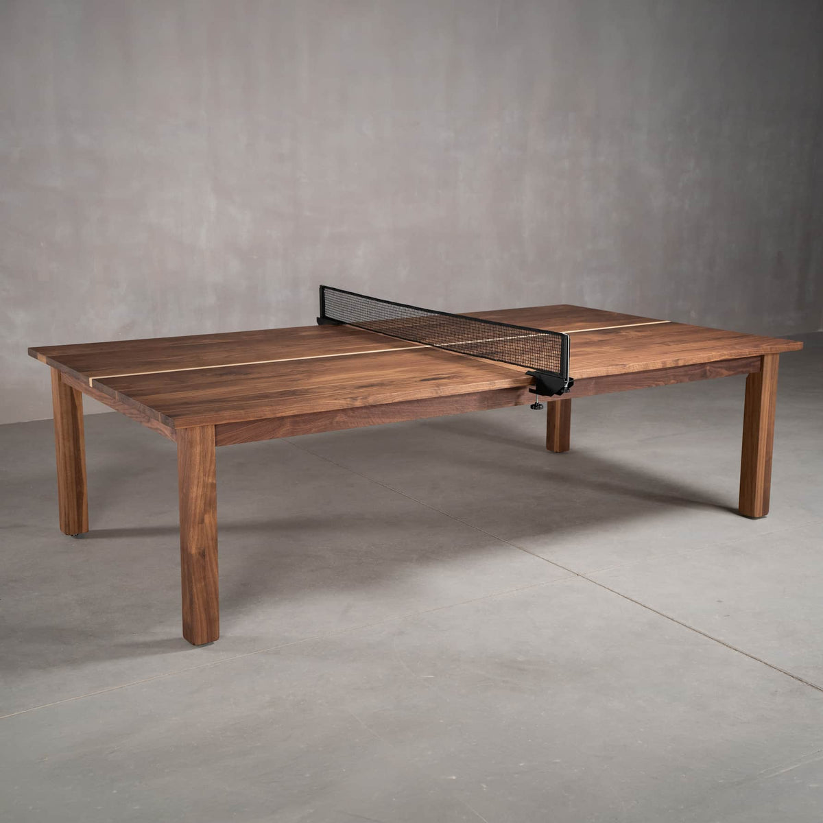 custom walnut ping pong table with net 