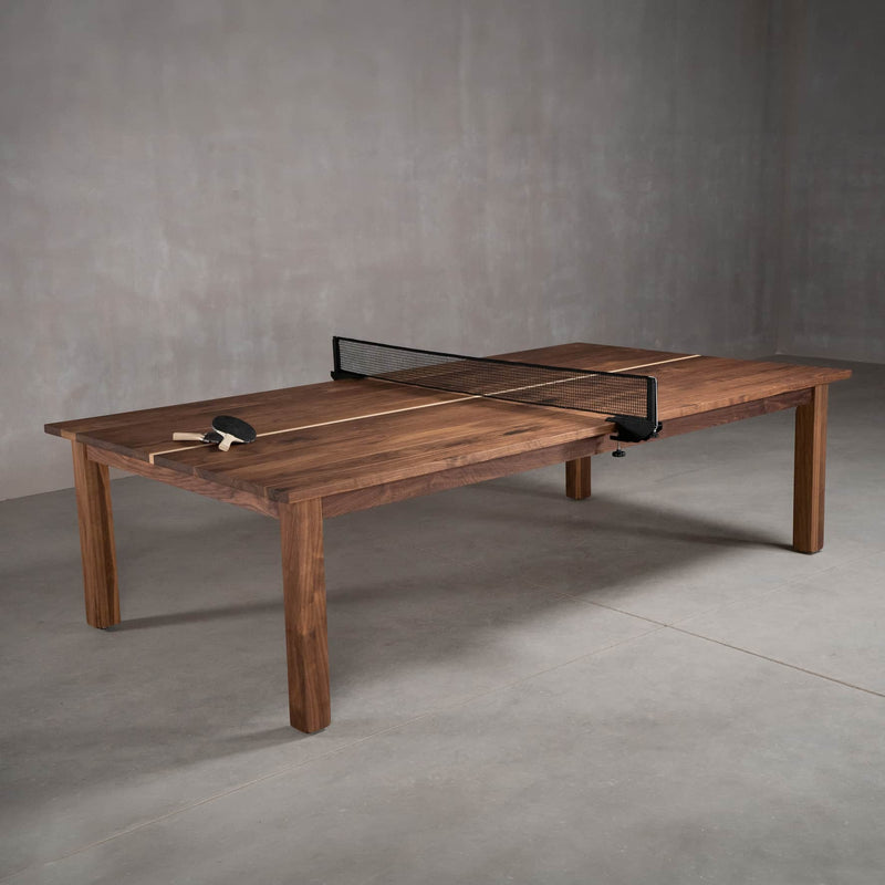 custom walnut ping pong table with net and paddles 