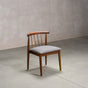 midcentury modern Walnut dining chair with back spindles and Graphite fabric seat